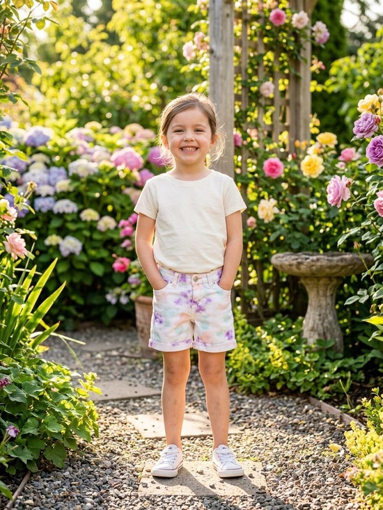 Levi's Other - Levi's Girls Tie-Dye Denim Shorts in Cream & Light Purple